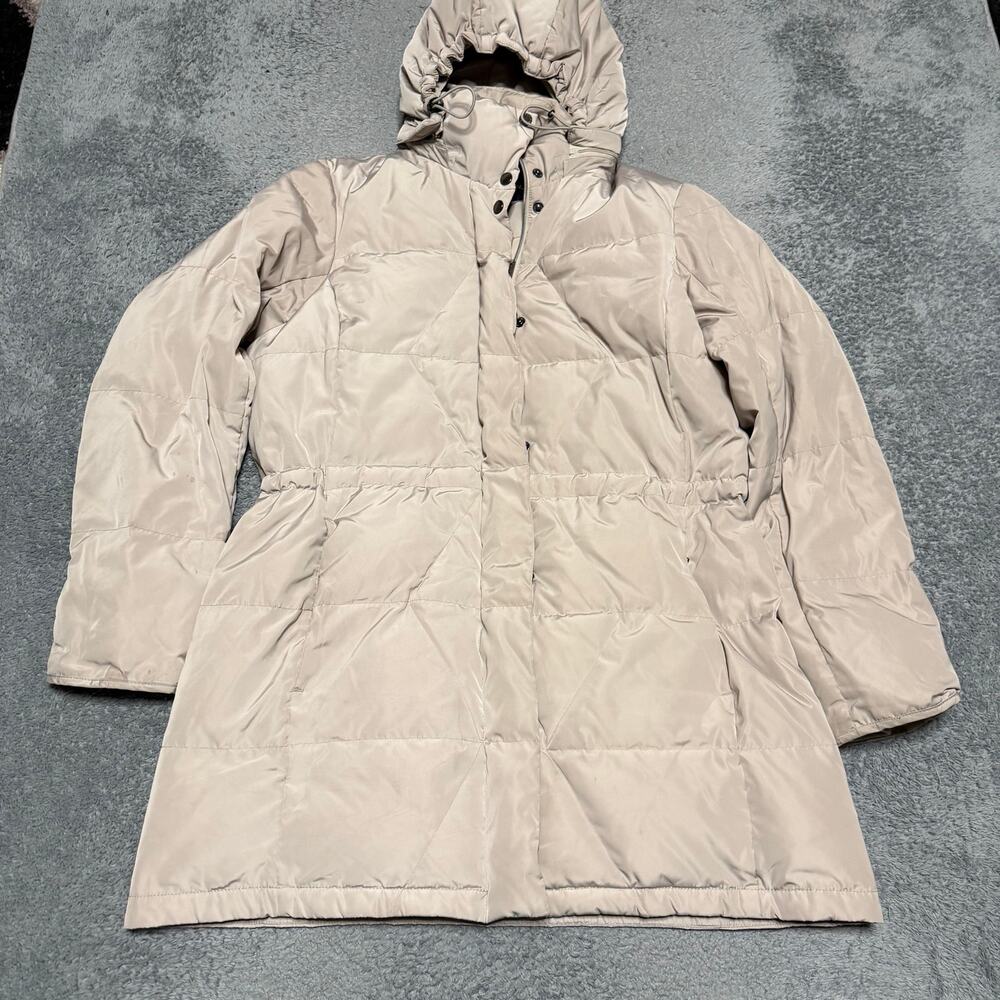 Lands End Down Puffer Coat Womens Large 14-16 Hooded Jacket Long